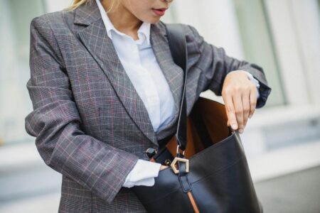Professional oversized blazer hanging on display, showing modern tailoring and structured silhouette