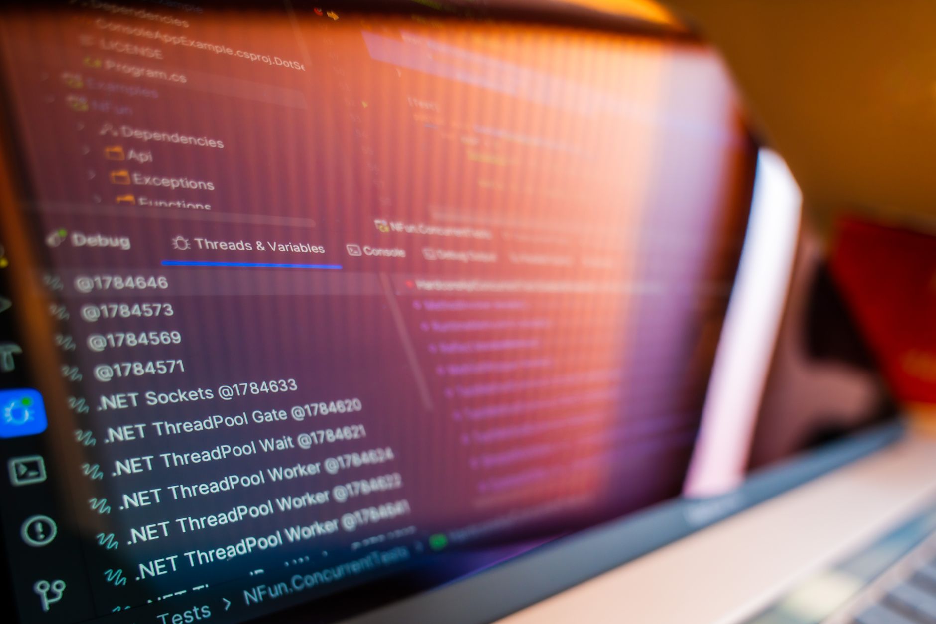 Close-up of a laptop screen displaying lines of code