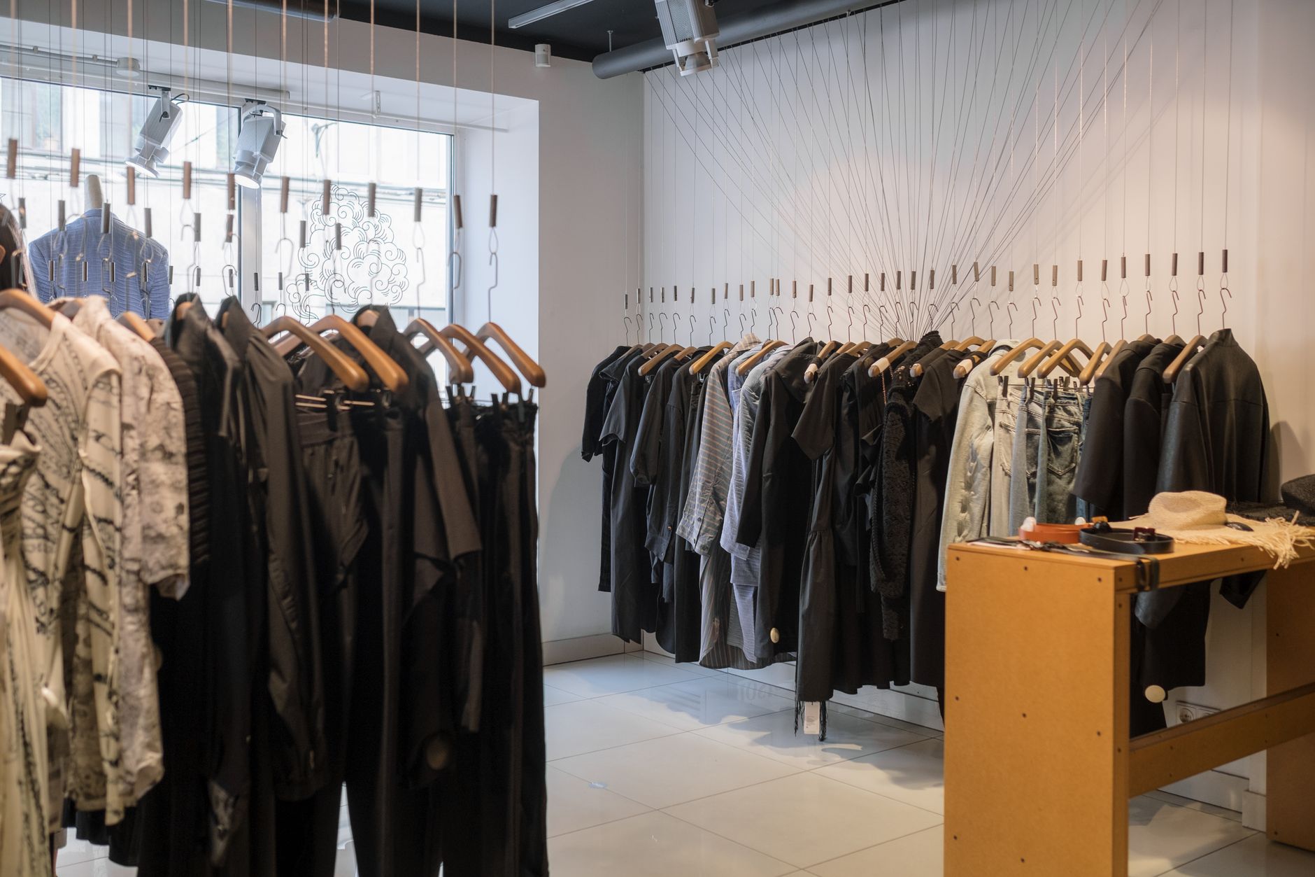 Exterior view of a minimalist Manhattan retail store on a quiet city street