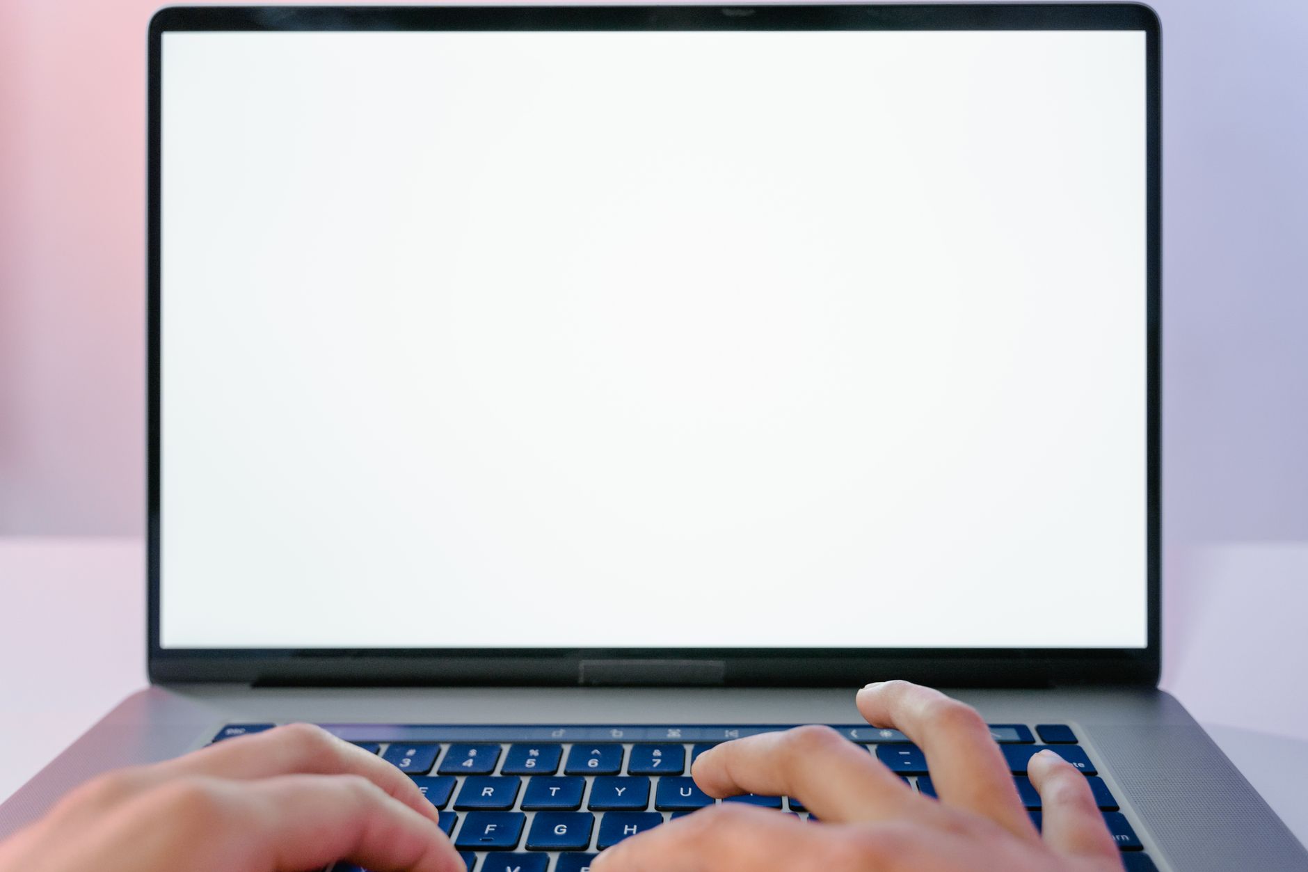 A blank white screen on a desktop monitor in a research setting