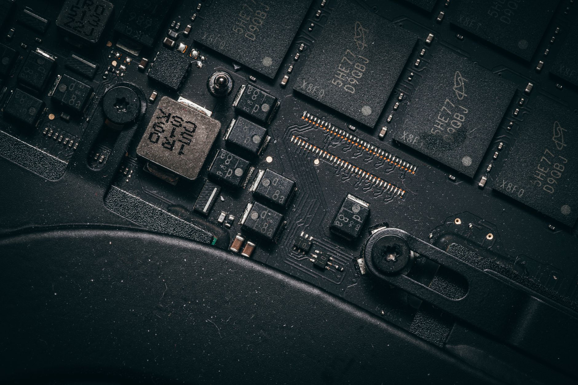 Close-up of AI hardware circuit board similar to autonomous drone guidance systems
