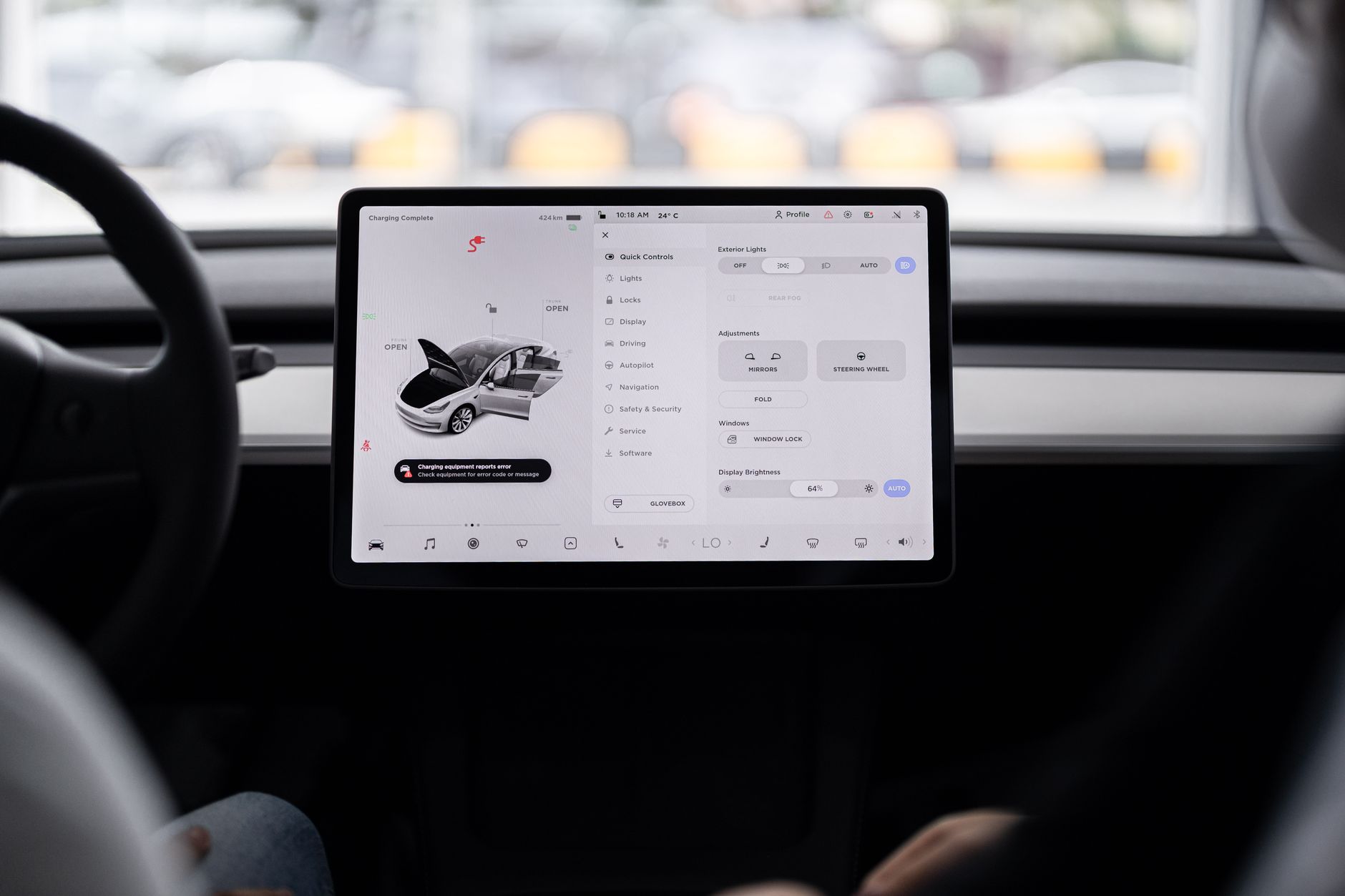 Modern car interior dashboard with large touchscreen infotainment display